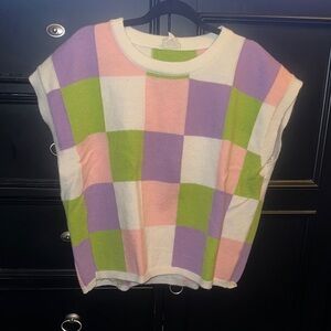 BiBi Pastel Checkered Sweater Large